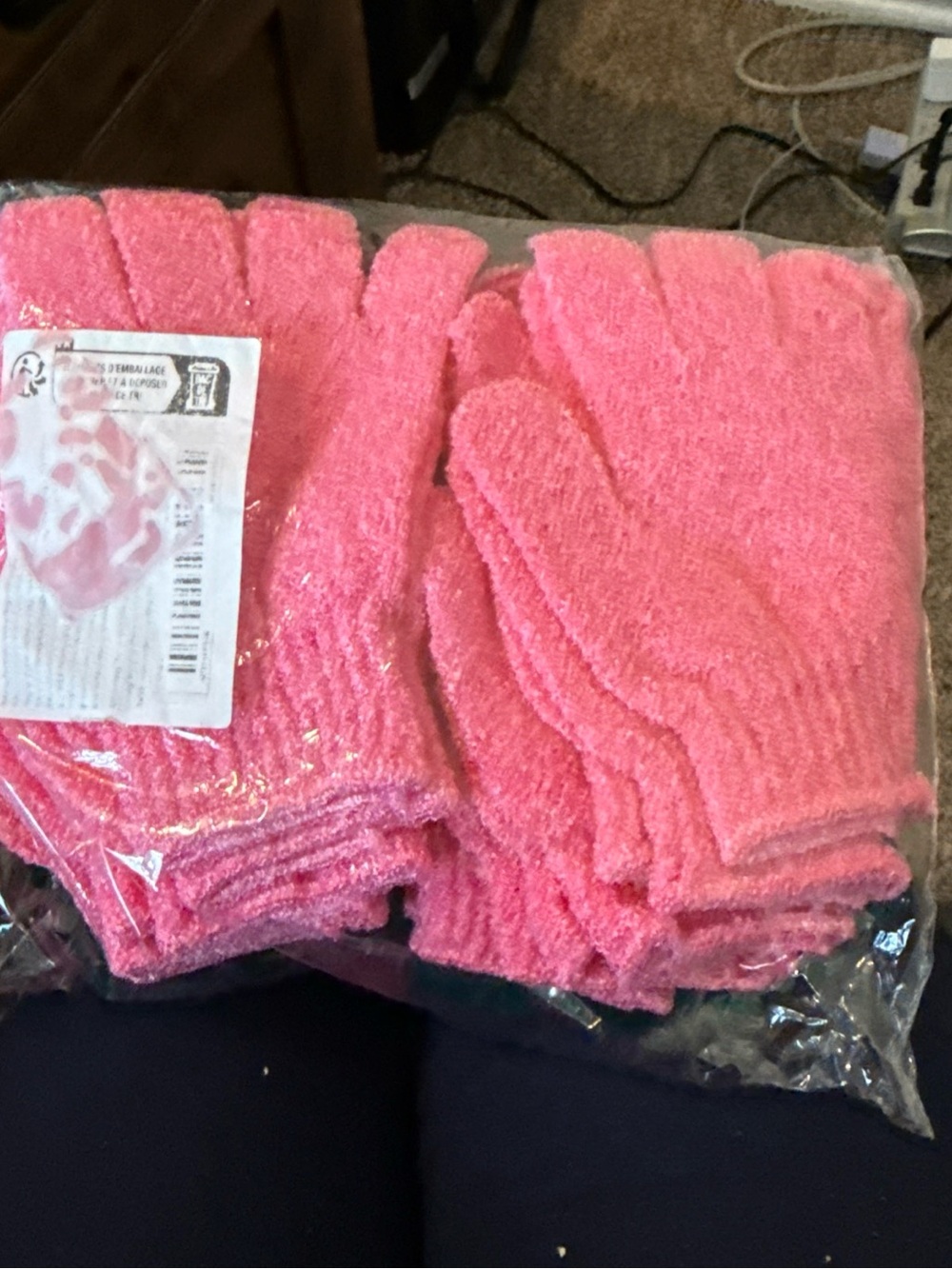 Cozy Pink Exfoliating Bath Gloves - Soft Textured Pair